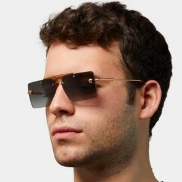 Versace VE2245 10028G Sunglasses Gold Gray Rectangle Rimless Metal Unisex main image 8